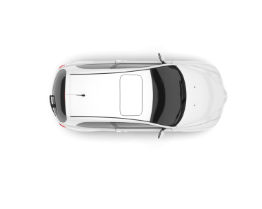 Beyaz arka planda modern arabanın üst görüntüsü. 3d oluşturma