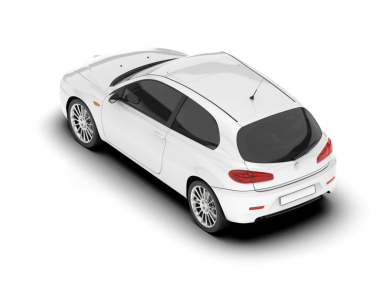 Beyaz araba. 3d oluşturma