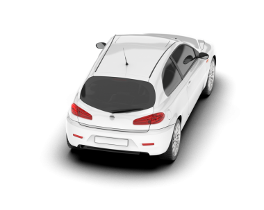 Gri arka planda modern beyaz bir sedan araba. 3d oluşturma