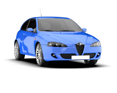 mavi araba beyaz arkaplanda izole edildi