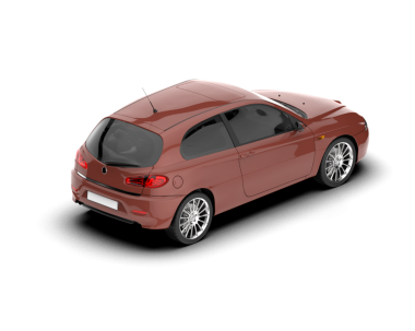 Beyaz arkaplandaki bir arabanın 3 boyutlu canlandırması