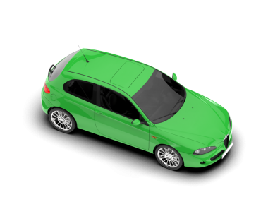 beyaz arkaplanda izole edilmiş bir araba