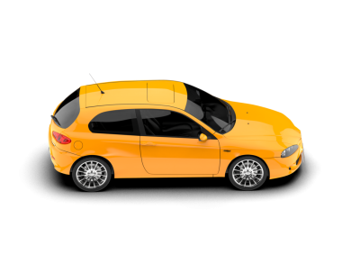 modern sarı araba yan görünümü beyaz arkaplanda izole