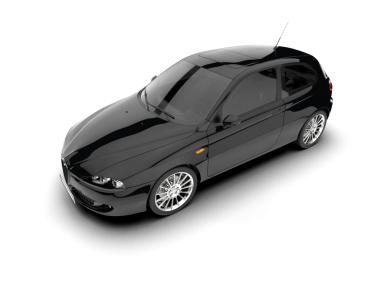 Beyaz arka planda siyah spor araba