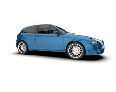 Beyaz arka planda modern bir araba. ön görünüm, 3 boyutlu illüstrasyon