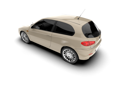 Modern araba beyaz arka planda izole edildi. 3 boyutlu resim - 3 boyutlu görüntüleme