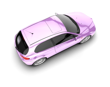 Pembe araba beyaz arka planda izole edilmiş, 3 boyutlu..