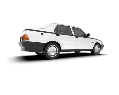 Beyaz araba. Beyaz arka planda izole edilmiş. 3d illüstrasyon.