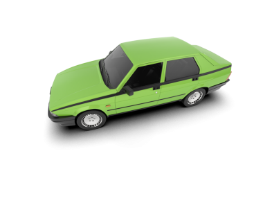 Beyaz arka planda izole edilmiş yeşil klasik araba. 3d illüstrasyon.