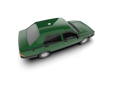 yeşil araba, 3 boyutlu, beyaz arka planda izole edilmiş.