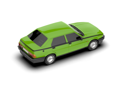 yeşil modern araba. Beyaz arkaplanda 3 boyutlu resimleme izole edildi