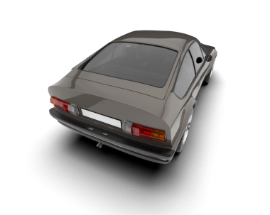 Yansıtıcı bir arabanın karanlık stüdyoda daha az canlandırılması.