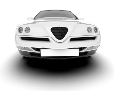 modern araba beyaz arkaplanda izole edilmiş 3 boyutlu görüntüleme