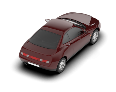 Beyaz arka plan üzerinde izole kırmızı modern otomobil.