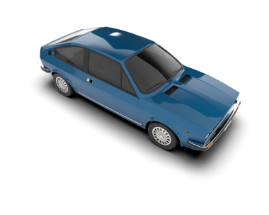 3D illüstrasyon - mavi arka planda bir araba.