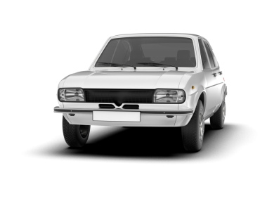 Beyaz araba siyah arka planda izole edilmiş.