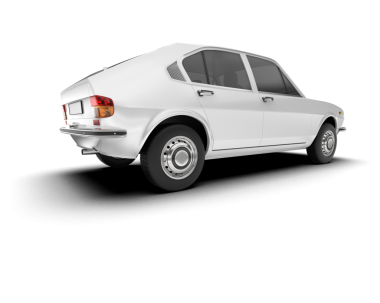 Araba sedanı beyaz arka planda izole edildi. 3 boyutlu görüntü. 3d oluşturma