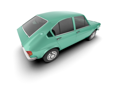 Beyazda izole edilmiş gerçekçi bir araba. 3d oluşturma