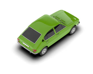 Modern yeşil sedan araba beyaz arka planda izole edilmiş. 3d oluşturma