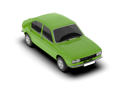 beyaz arka planda modern kompakt araba