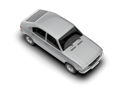 Beyaz bir arabanın 3 boyutlu resmi