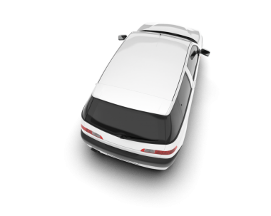 Beyaz arka planda beyaz bir SUV 'un 3D görüntülemesi