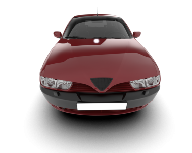 kırmızı araba beyaz arkaplanda izole edildi