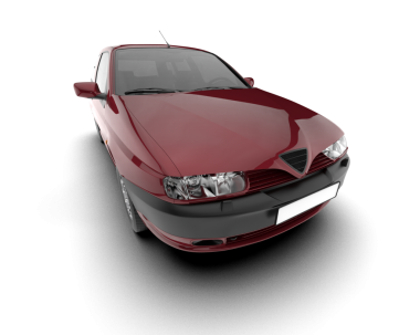 modern araba beyaz arkaplanda yansıma ile izole edildi