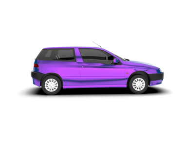 siyah arka planı olan mor bir araba..