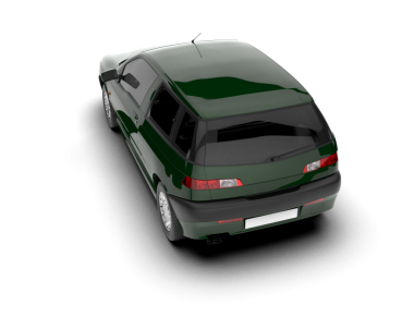 Beyaz arkaplan üzerine izole edilmiş bir arabanın 3 boyutlu görüntüsü.