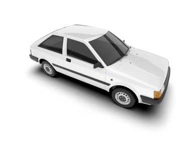 Beyaz arka planda izole edilmiş beyaz araba