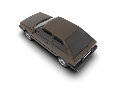 Araba beyaz arka planda izole edilmiş. 3d görüntüleme - üst görünüm