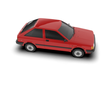 kırmızı araba beyaz arkaplanda izole edildi, üst görünüm.