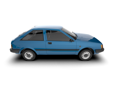 Mavi araba beyaz arka planda izole edilmiş.