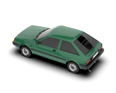 Beyaz arkaplanda izole edilmiş yeşil astarlı jenerik SUv 3D görüntüleme