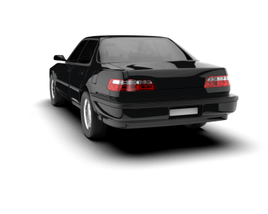 Siyah araba beyaz arkaplanda izole edildi.