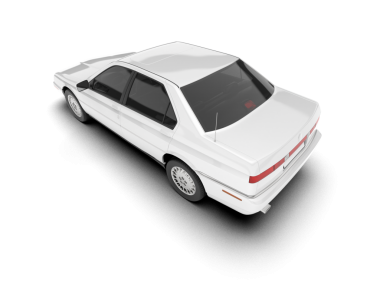 Beyaz arka planda izole edilmiş beyaz araba. 3d illüstrasyon