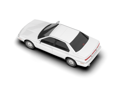 Beyaz arka planda beyaz araba. en üstteki görünüm