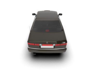 Siyah araba beyaz arka planda izole edildi. 3D görüntüleme.