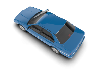 mavi araba beyaz arkaplanda izole edildi