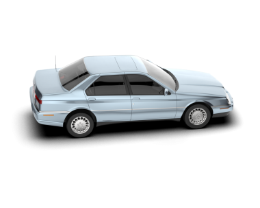 Gri arka planda beyaz bir araba. 3d illüstrasyon