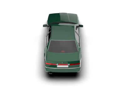 Gri arka planda izole edilmiş yeşil bir araba. 3d illüstrasyon