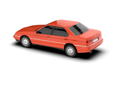 kırmızı araba beyaz arkaplanda izole edildi