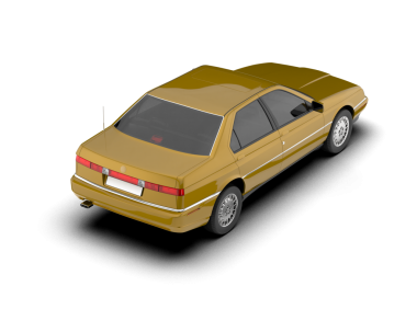 Beyaz arka planda izole edilmiş altın lüks araba