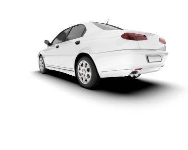 Modern araba arka planda izole edilmiş. 3D görüntüleme - illüstrasyon