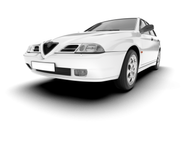 Beyaz arka planda beyaz bir araba. yan görünüm