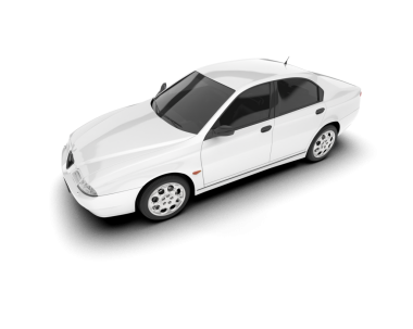 Beyaz arka planda izole edilmiş beyaz spor araba