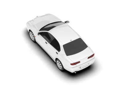 Beyaz arka planda izole edilmiş beyaz modern araba. 3d oluşturma.