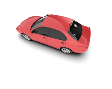 Siyah arkaplanda kırmızı bir arabanın 3 boyutlu görüntüsü