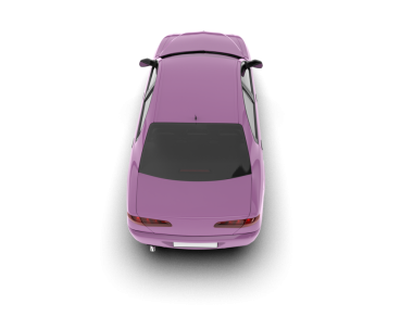 Beyaz bir arka plan üzerinde pembe araba